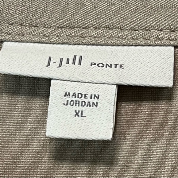 J. JILL Ponte Knit Floral‎ Lace Overlay Tunic Top Womens XL Cottagecore Taupe - Picture 5 of 16